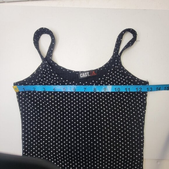 Spaghetti Strap Sleeveless Top Stretchy Polka Dot Casual Top - Picture 5 of 5